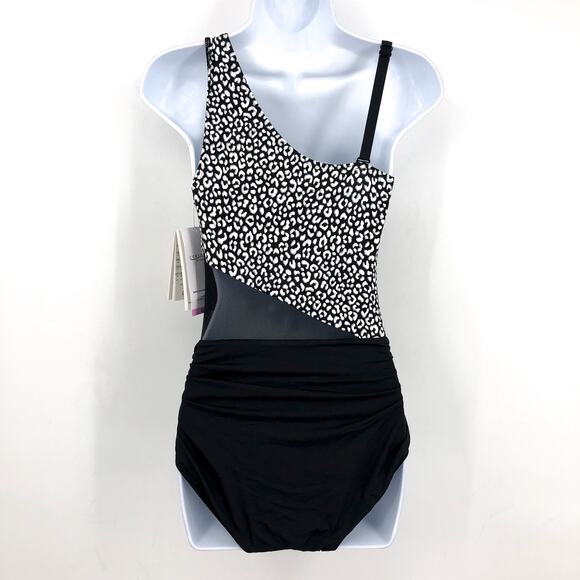 CONTOURS COCO REEF Suraya One-Piece Swimsuit Size 8 32C Black White Cheetah NWT - Picture 4 of 14
